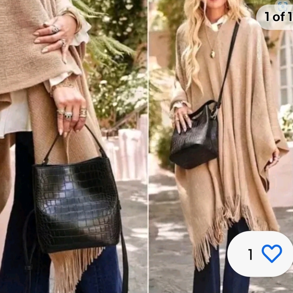 New AOTA Elena Bucket Bag Navy Blue Crossbody Handbag NWT